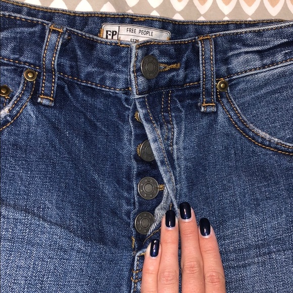 Free People High Waisted Denim Shorts - Picture 2 of 6